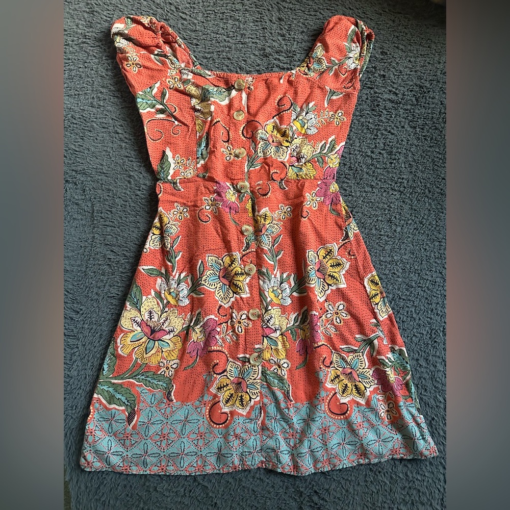 Angie floral print button up dress, size M
